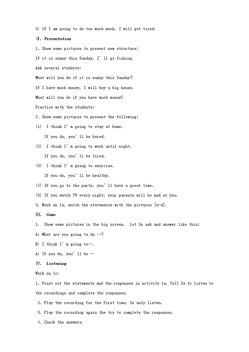 湖南省浏阳市大瑶镇大瑶初级中学八年级英语上册 Unit 10 If you go to the party, you'll have a great time!（第1课时）教案02