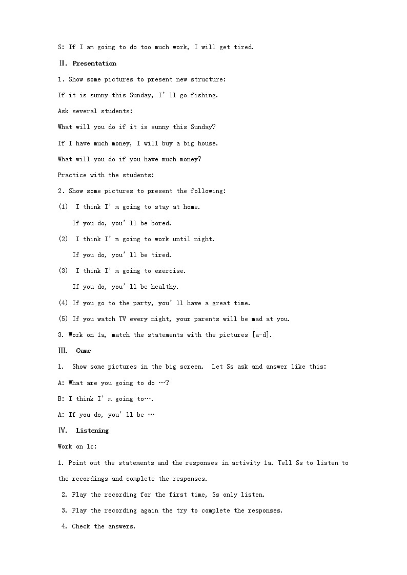 秋八年级英语上册 Unit 10 If you go to the party, you'll have a great time!教案02