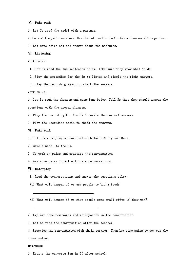 秋八年级英语上册 Unit 10 If you go to the party, you'll have a great time!教案03