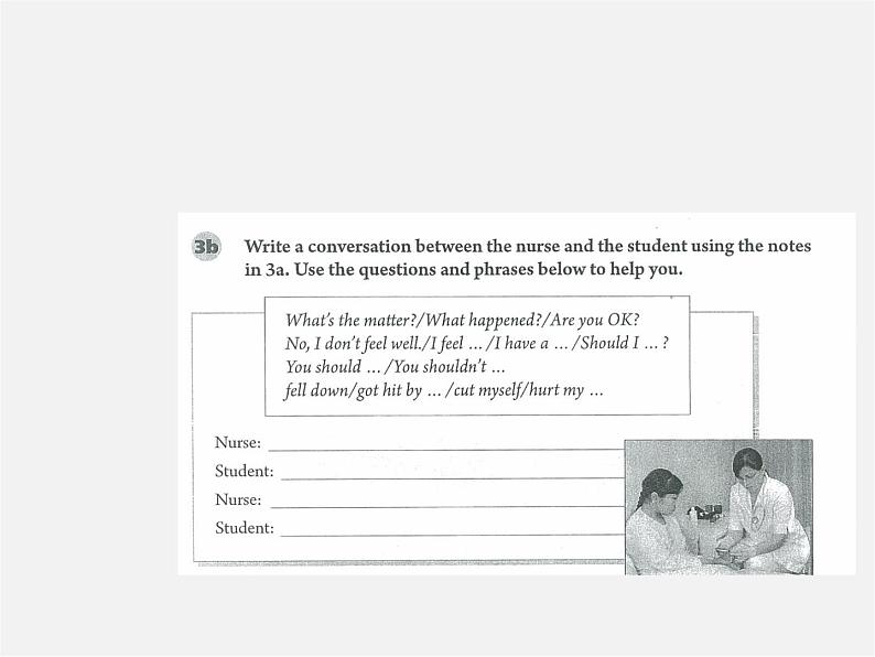 八年级英语下册《Unit 1 What’s the matter？》Section B 3a-3b（含Self Check）课件第5页