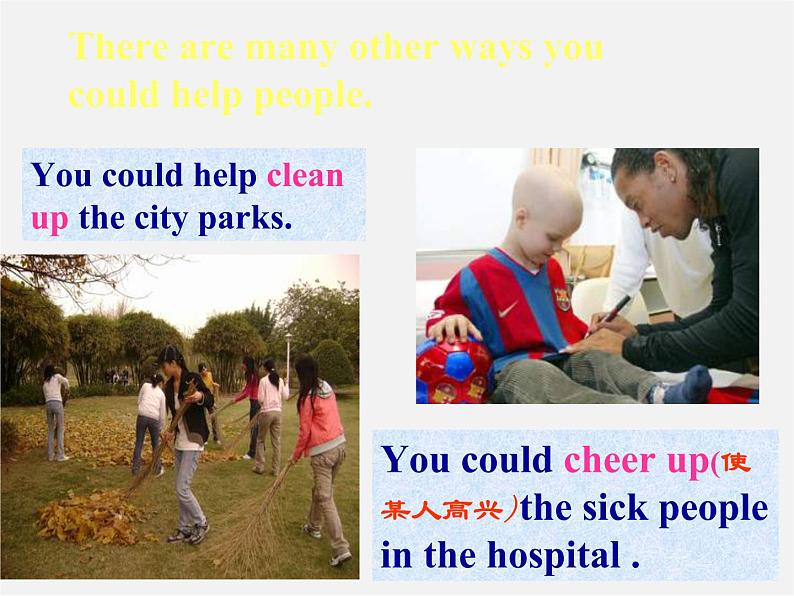 春八年级英语下册《Unit2 I’ll help to clean up the city parks Section A》课件07