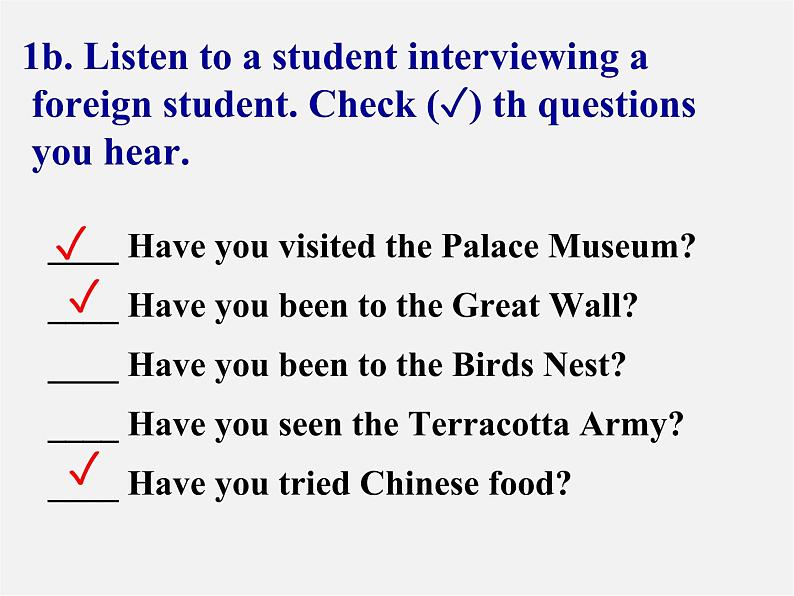 湖北省北大附中武汉为明实验学校八年级英语下册 Unit 9 Have you ever been to a museum Section B课件第3页