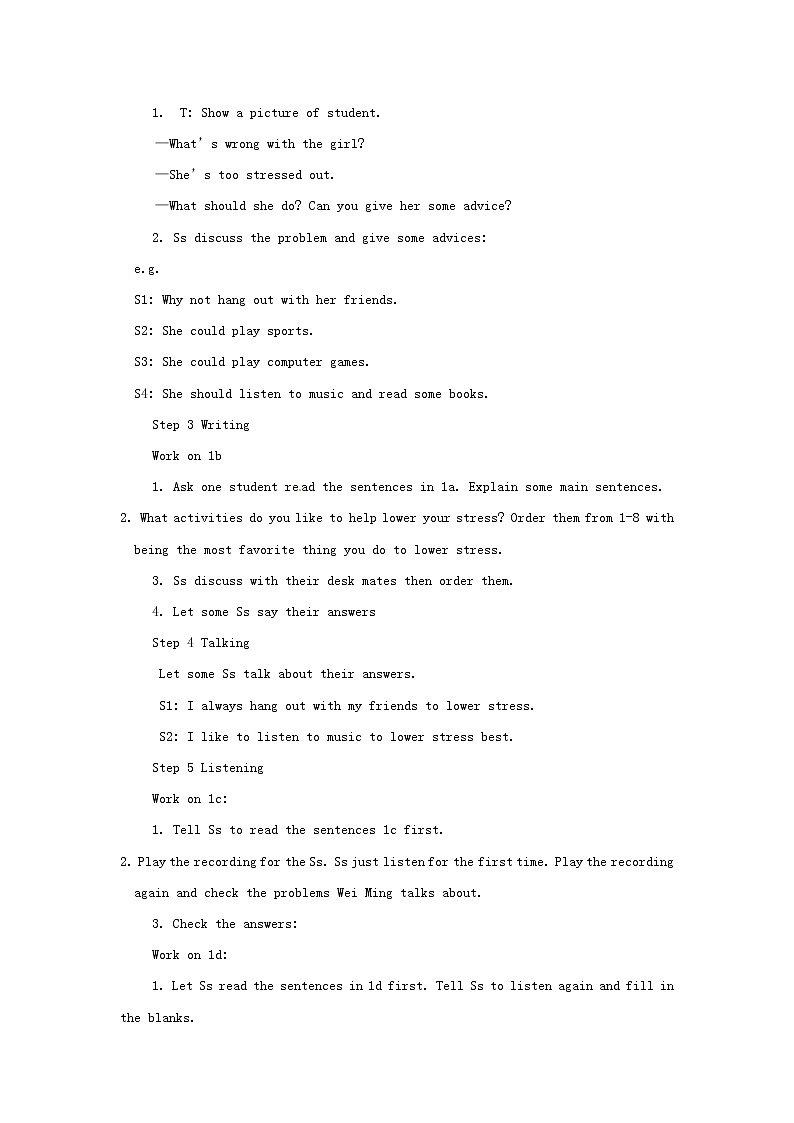 八年级英语下册《Unit4 Why don’t you talk to your parents》Section B 1a-2e教案02