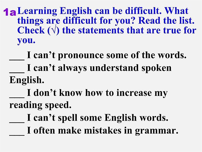 河北省平山县第二中学九年级英语全册 Unit 1 How can we become good learners Section B课件1 （新版）人教新目标版第5页