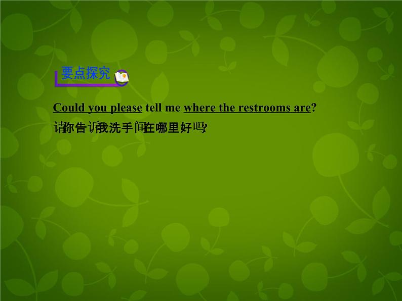 河北省东光县第二中学九年级英语全册 Unit 3 Could you please tell me where the restrooms are Section A 1课件 （新版）人教新目标版第8页