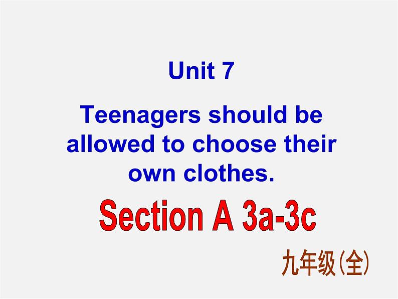 九年级英语全册 Unit 7 Teenagers should be allowed to choose their own clothes Section A 3课件01