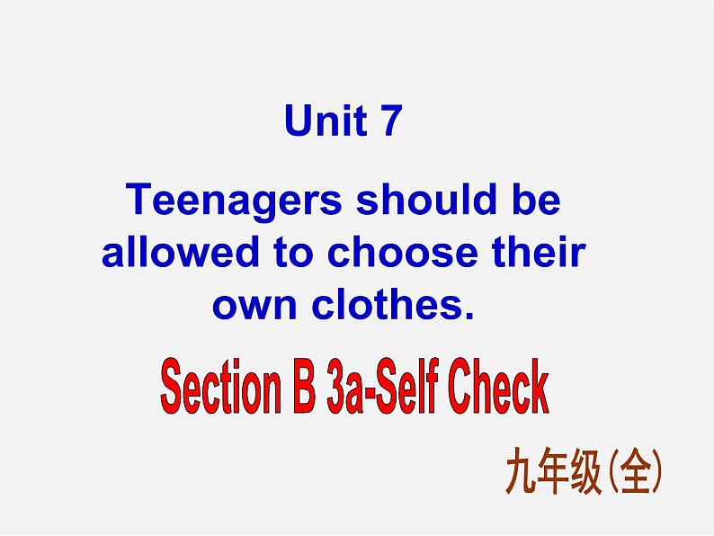 九年级英语全册 Unit 7 Teenagers should be allowed to choose their own clothes Section B 3课件01