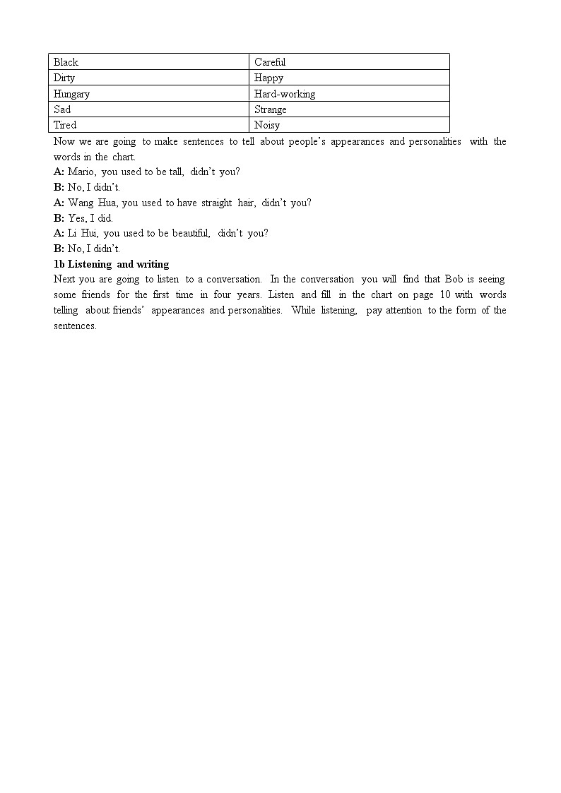 九年级英语 Unit2 I used to be afraid of the dark教案第2页