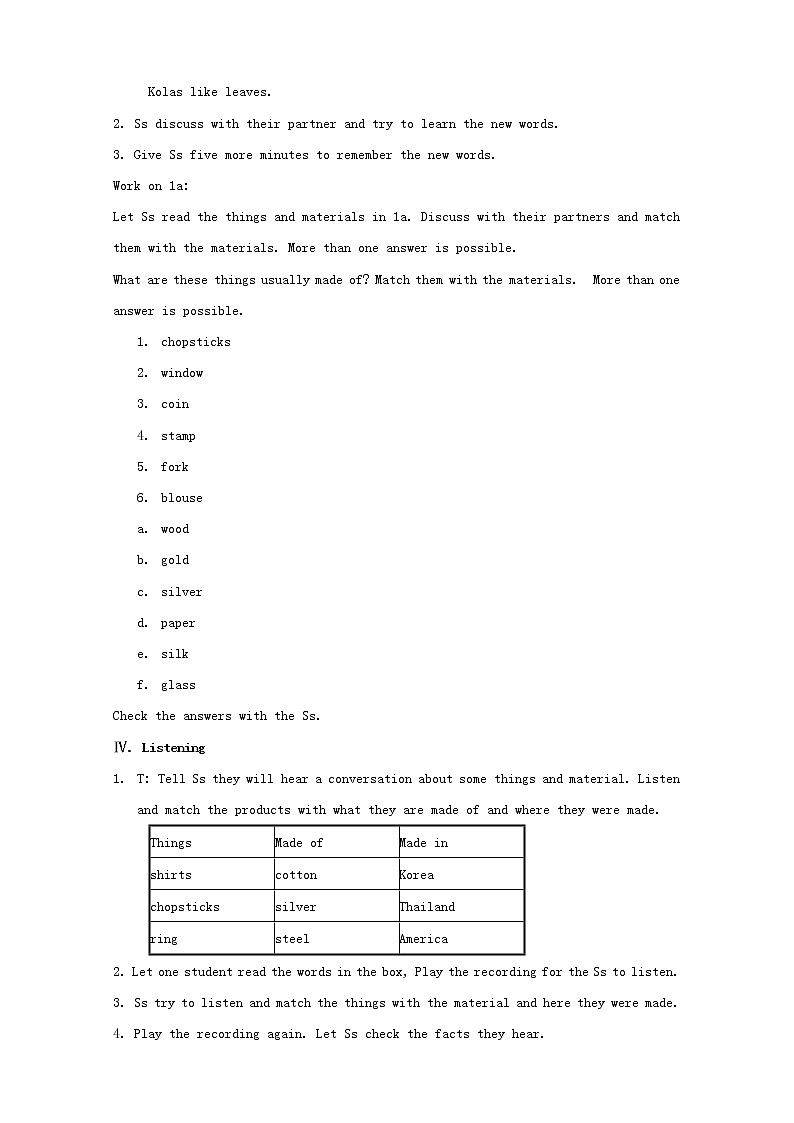 湖南省株洲县渌口镇初级中学九年级英语上册 Unit 5 What are the shirts made of 教案03