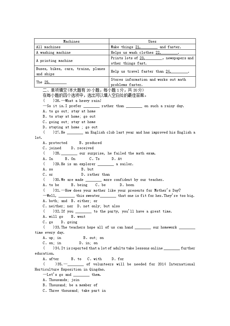 湖北省松滋市涴市镇初级中学九年级英语全册 Unit 11 Sad movies make me cry检测题教案03