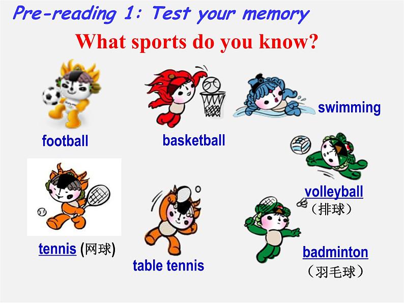 江苏省仪征市月塘中学七年级英语上册 Unit 2 Let 's play sports reading 1课件第3页