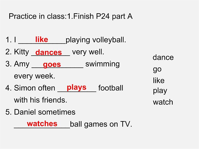 江苏省东海县晶都双语学校七年级英语上册 Unit 2 Let 's play sports！Grammar（2）课件第7页