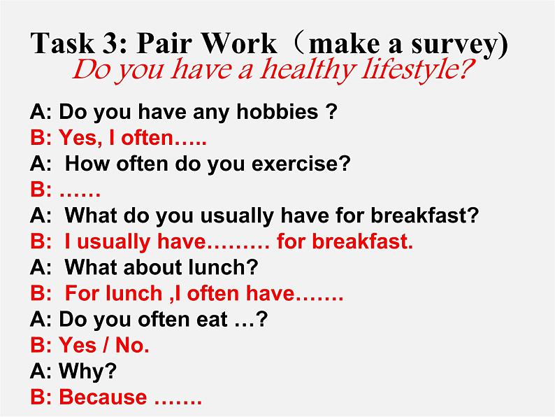 江苏省句容市天王中学七年级英语上册 Unit 6 Food and lifestyle Task课件第7页