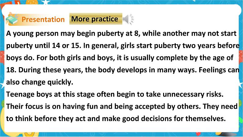 Unit 6 Caring for your health Period 5 more practice & culture corner（课件41张PPT+教案+导学案）05