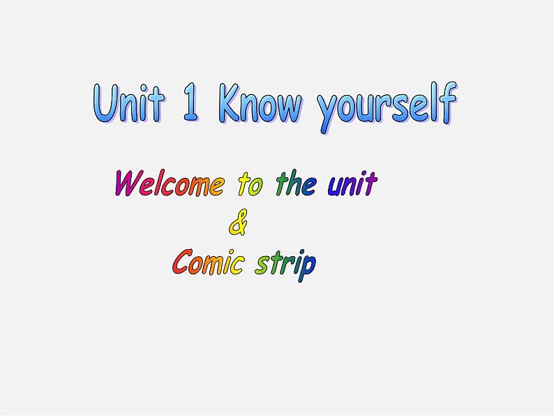 九年级英语上册 Unit 1 Know yourself Welcome to the unit&Comic strip课件01