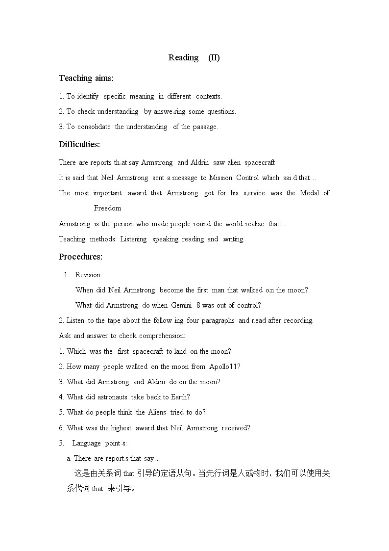 [中学联盟]江苏省大丰市刘庄镇三圩初级中学九年级英语下册教案：Unit2 Great  people Reading  (II)01