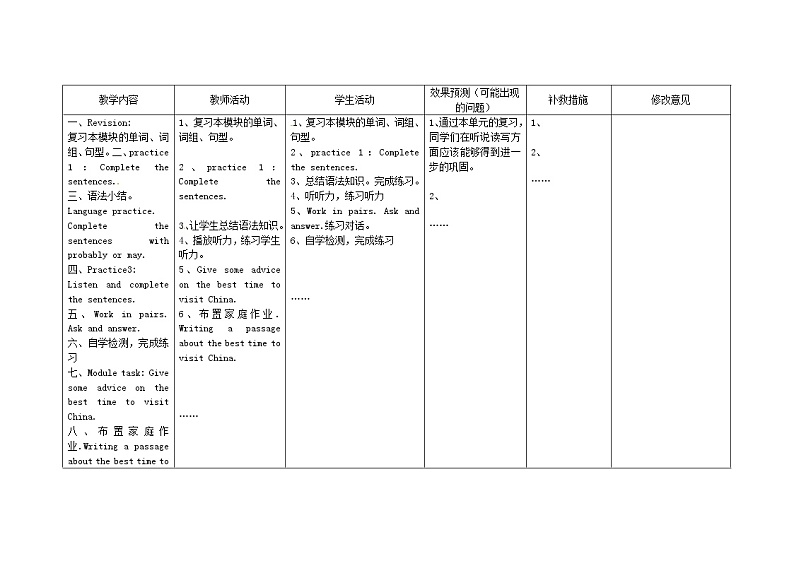 四川省华蓥市明月镇小学八年级英语上册 Module 10 Unit 3 Language in use教案02
