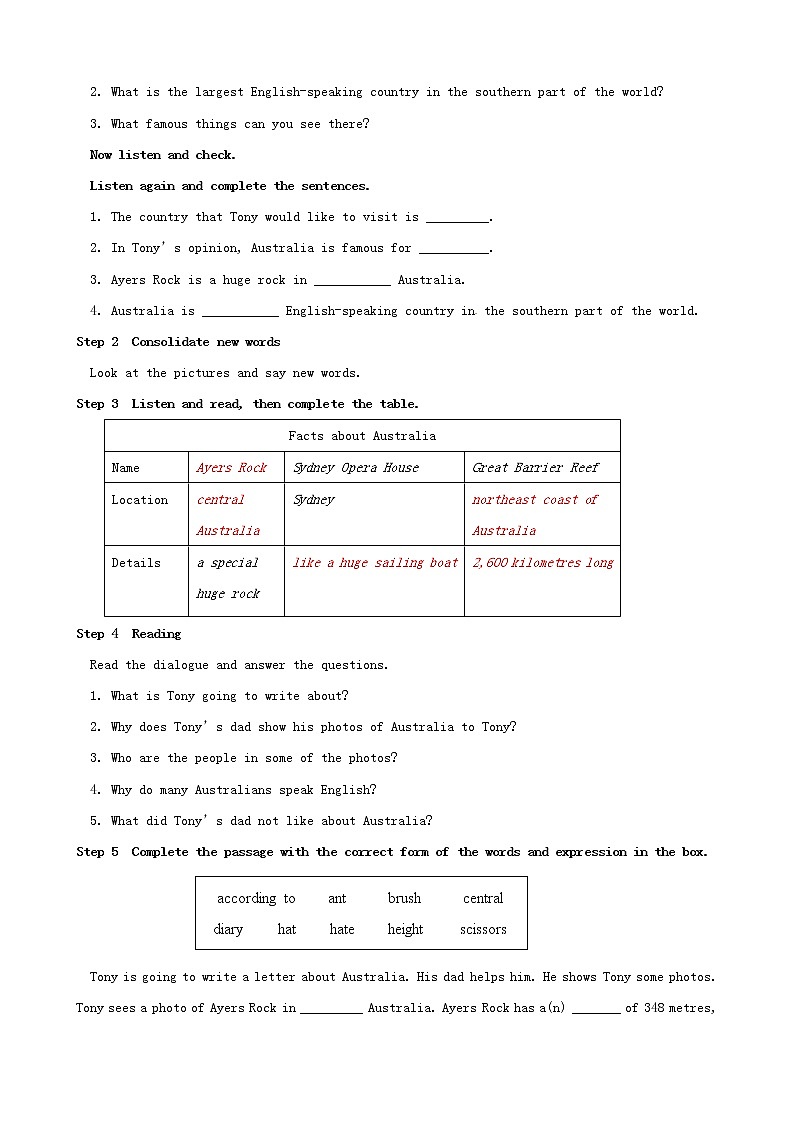天津市武清区杨村第五中学九年级英语上册 Module 10 Australia教案第2页