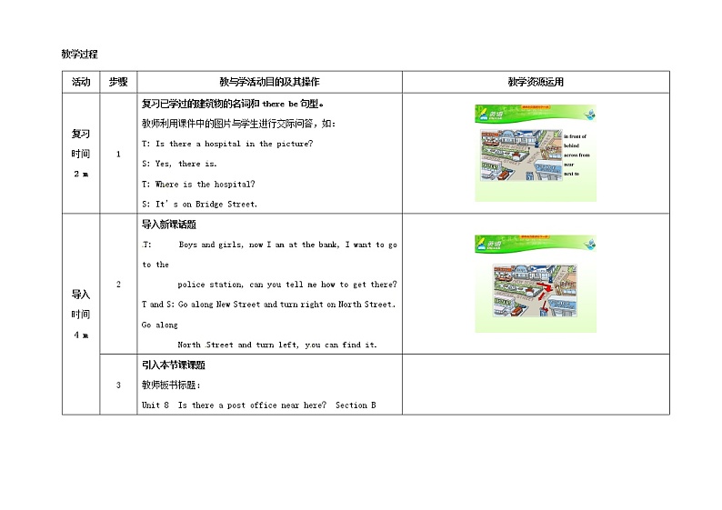 七年级英语下册 Unit 8 Is there a post office near here（第3课时）教学设计 （新版）人教新目标版第2页