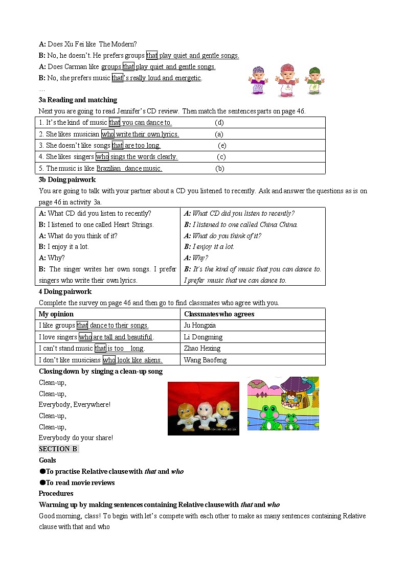 九年级英语 Unit6 I like music that I can dance to教案03