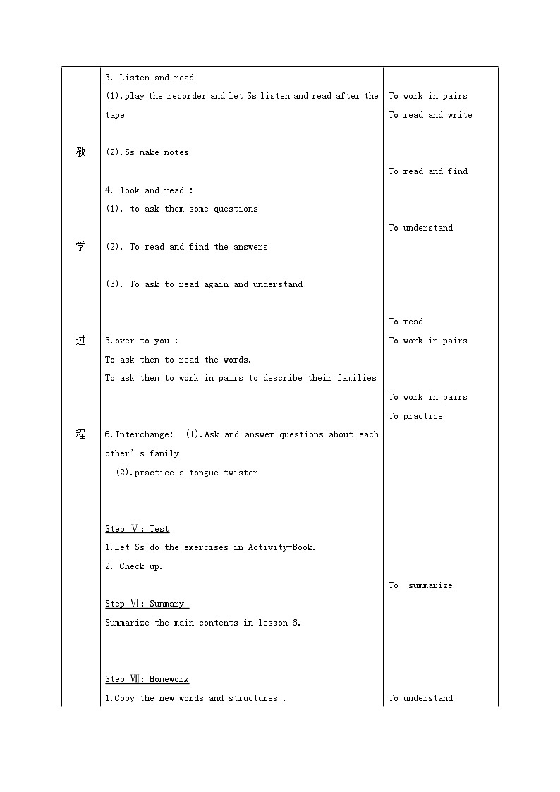 牛津译林初中英语七上《StarterLesson 2 A happy family》word教案 (1)03