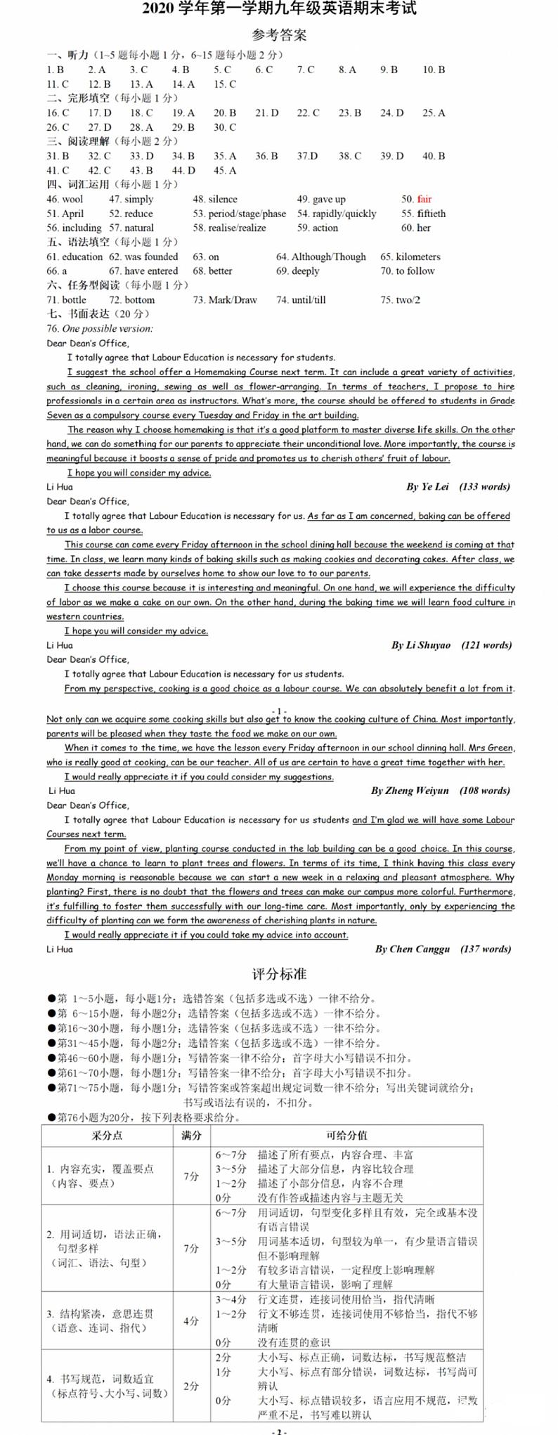 浙江省金华市金东区2020-2021学年第一学期九年级英语期末考试试卷（pdf版 含解析有听力原文无音频）03