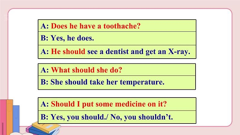 人教版英语八年级下册 Unit 1 What's the matter Section A Grammar Focus-4c【课件+音频】08