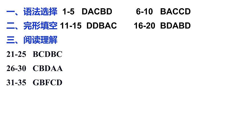 2021-2022学年度第一学期七年级英语期末综合复习卷一参考答案第2页