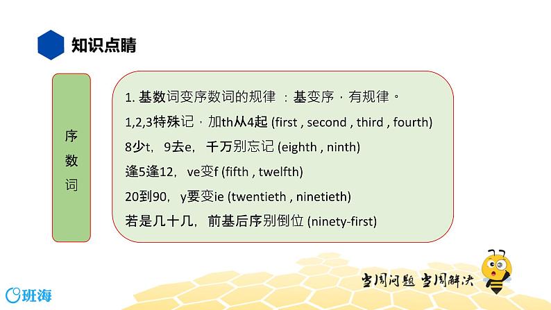 英语八年级【知识精讲】11.数词(1)基数词和序数词 课件06