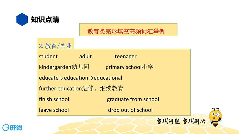 英语八年级【知识精讲】15.完形填空(6)完形填空——教育类 课件03