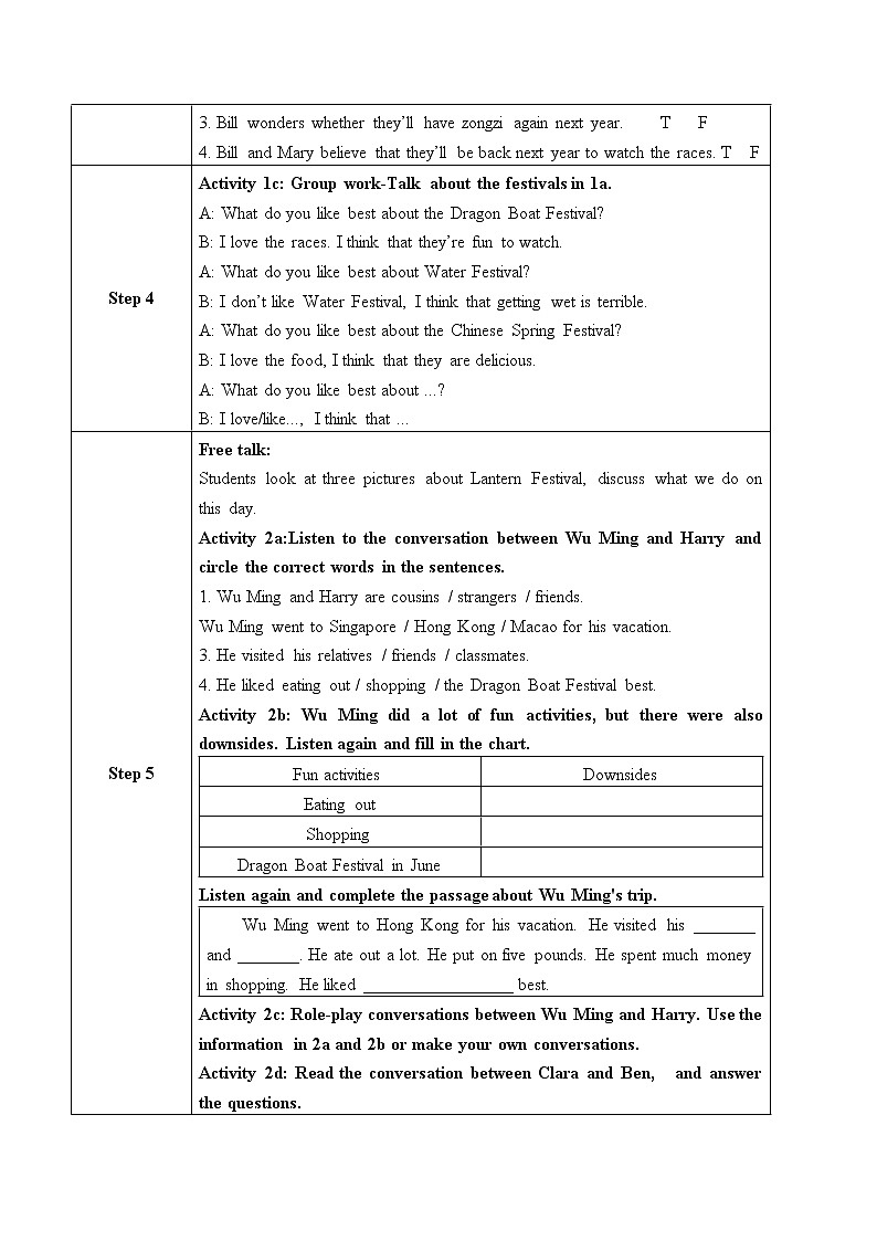 Section A  1a-2d教学设计(全英文版)第2页