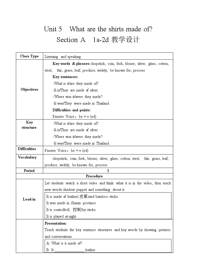 Unit 5 Section A  1a-2d课件+全英教案+课前预习+课后练习+音频01