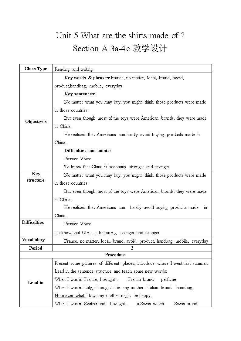 Unit 5 Section A 3a-4c课件+全英教案+课前预习+课后练习+音频01