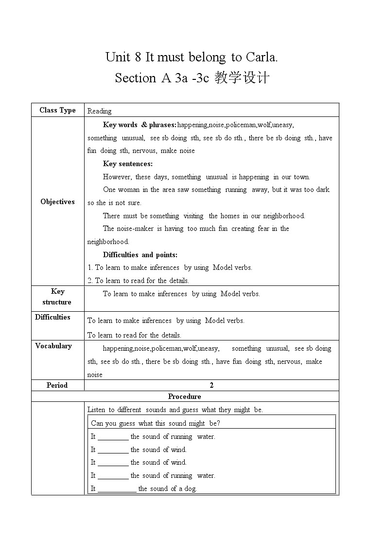 Unit 8 Section A 3a-4c课件+全英教案+课前预习+课后练习+音频01