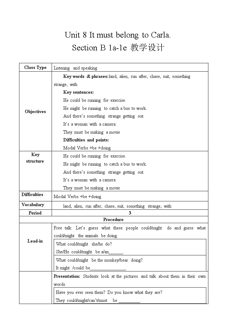 Unit 8 Section B 1a-1e 课件+全英教案+课前预习+课后练习+音频01