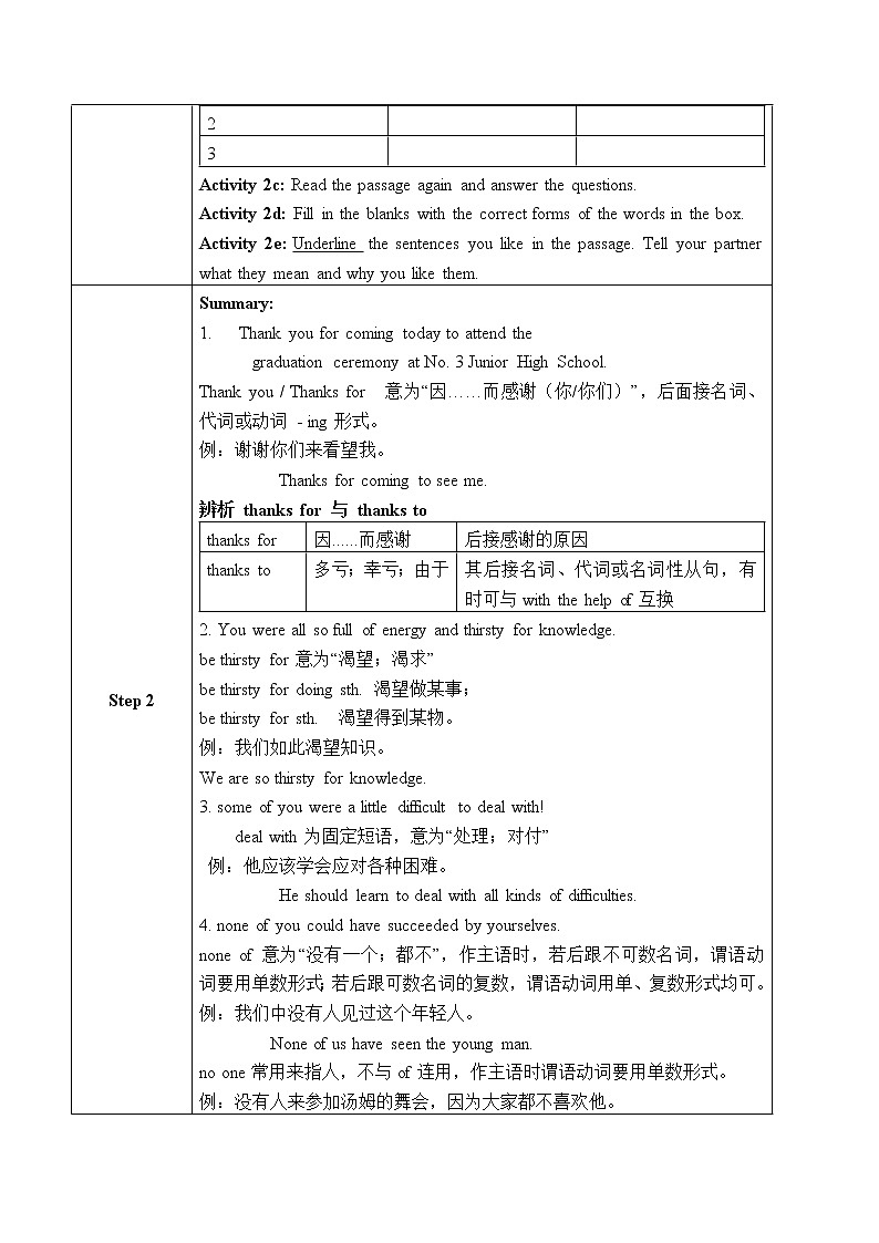 Section B 2a-Self Check教学设计(全英文版)第2页
