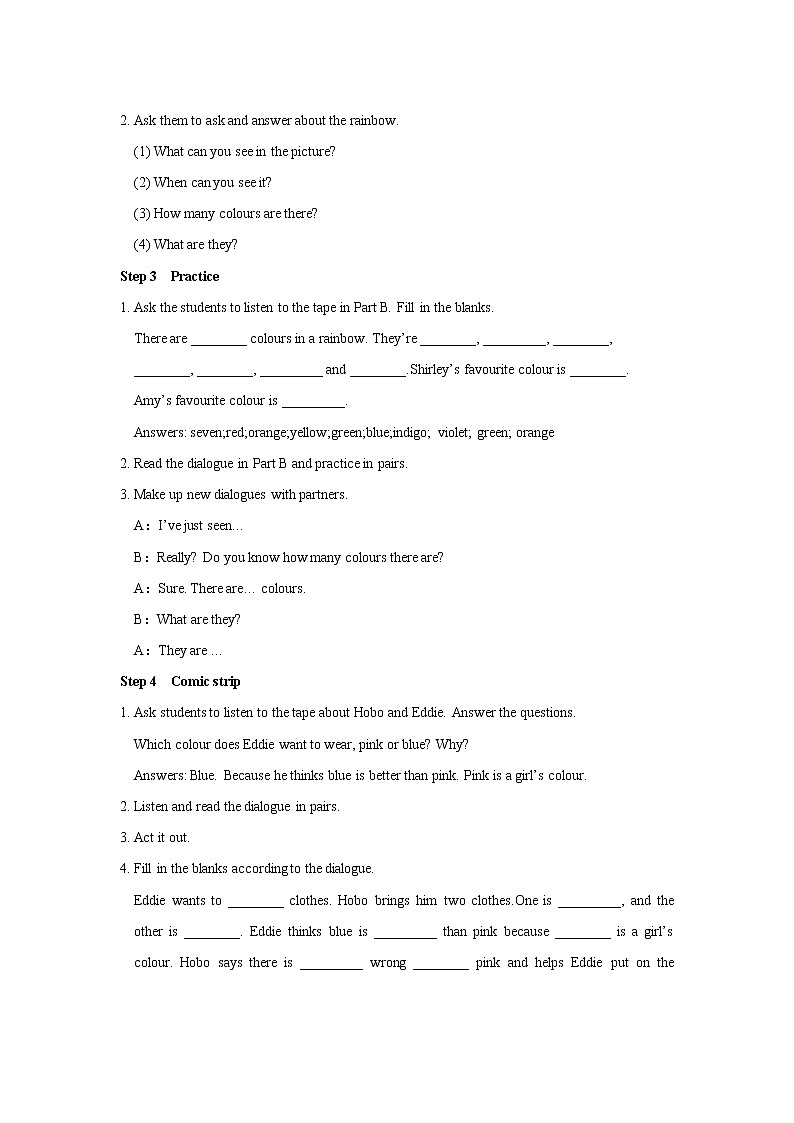 Unit 2 Colours Comic strip & Welcome to the unit 教案 初中英语牛津译林版九年级上册（2021年）02