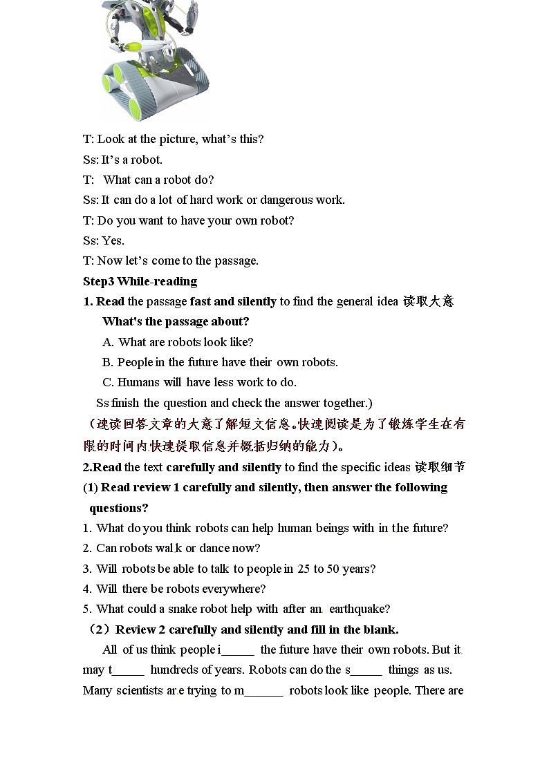 Unit 7 Will people have robots（第6课时）教案02