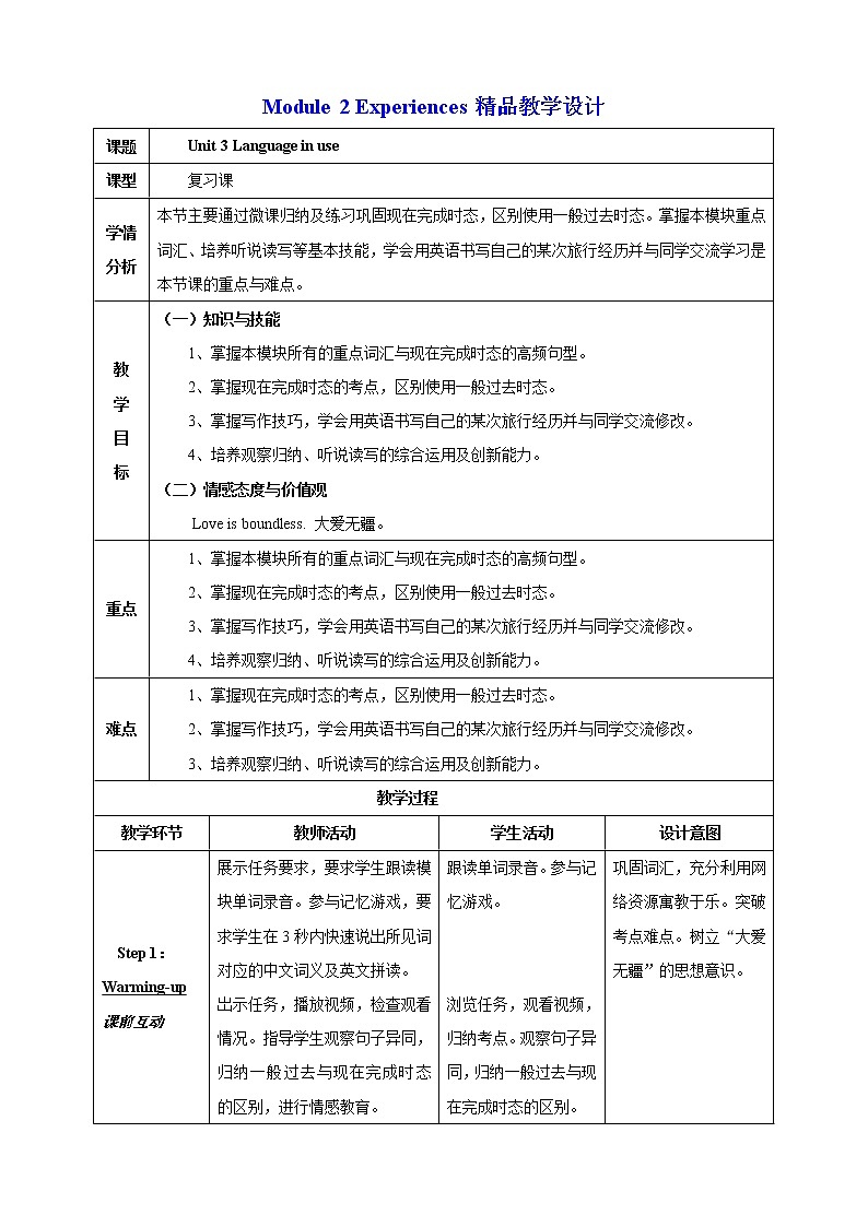 Module 2 Experiences Unit 3 Language in use课件+教案+音视频素材01