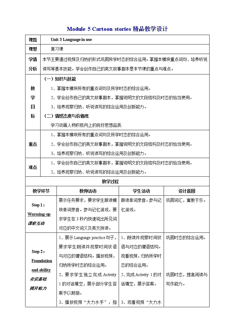 Module 5 Cartoons Unit 3 Language in use课件+教案+音视频素材01
