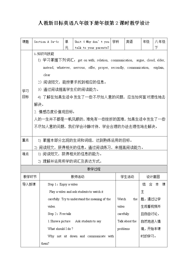 Unit 4 Why don't you talk to your parents Section A 3a-3c (课件+同步练习+教案设计+素材）01
