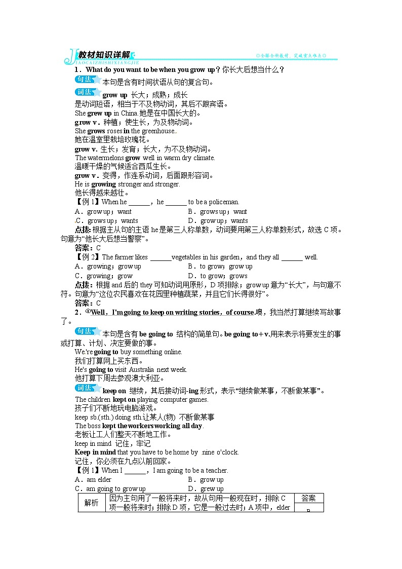 八年级英语人教版上册例题与讲解：Unit6Imgoingtostudycomputerscience.SectionA02