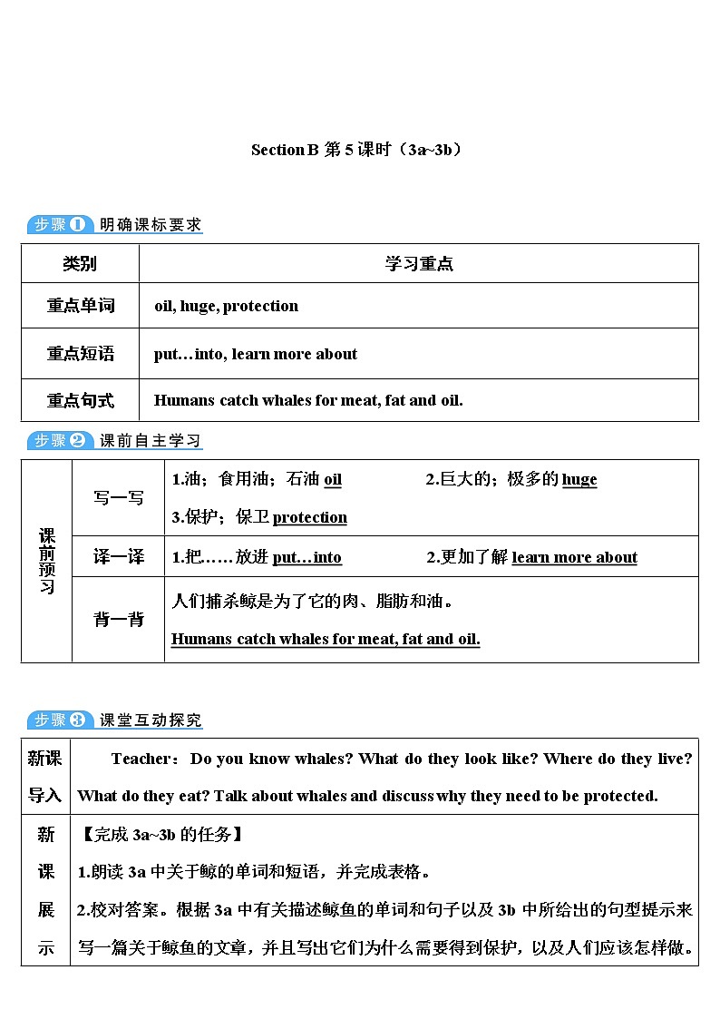 人教版英语八年级下册 Unit 7 Section B 第5课时  （3a~3b） 教案01