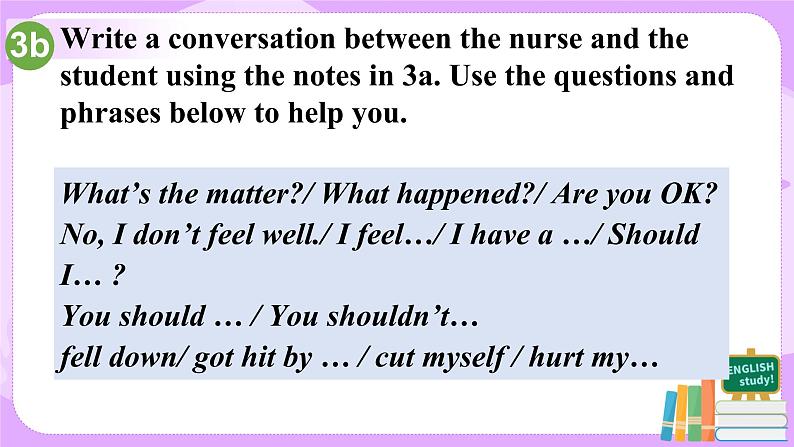 Unit1 What's the matter.SectionB(3a-selfcheck)课件+教案+练习08