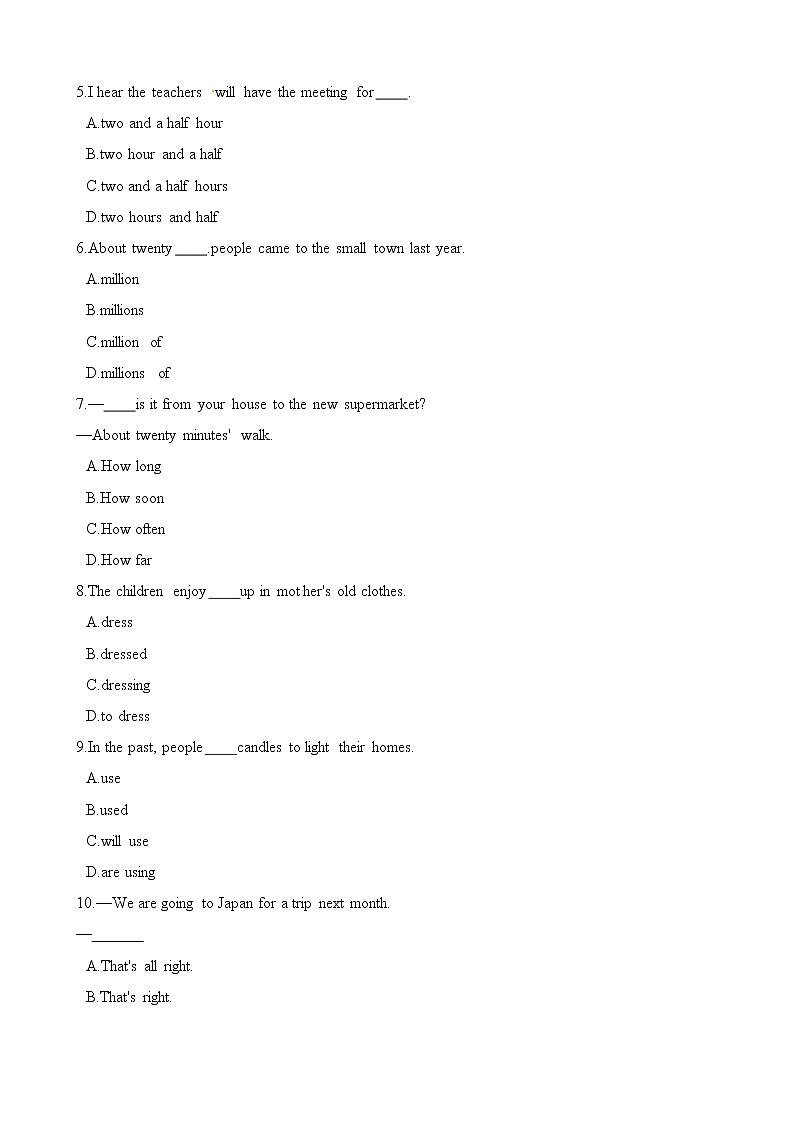 六年级下册英语一课一练-Module 1 Unit 1 Great cities in Asia同步练习1 牛津上海版（一起）（含解析）02