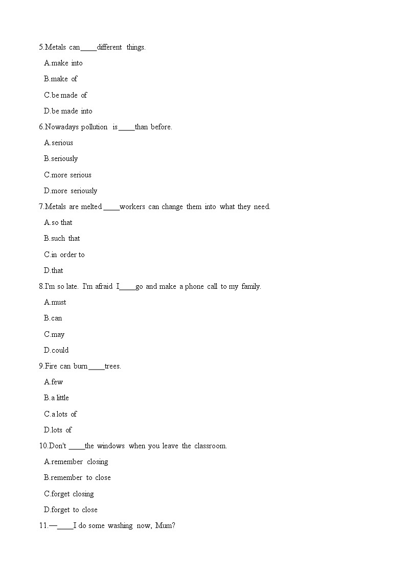 六年级下册英语一课一练-Module 3 Unit 11 Controlling fire同步练习1 牛津上海版（一起）（含解析）02