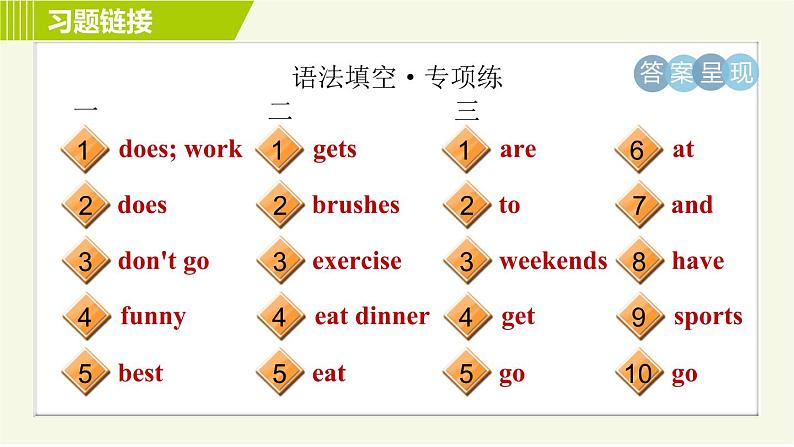 人教版七年级下册英语 Unit2 Period 3 Section A Grammar Focus 习题课件04