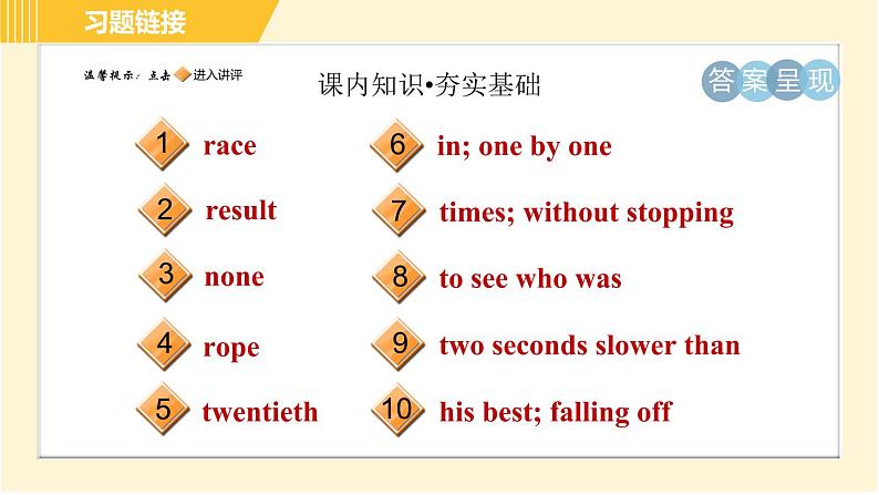 冀教版八年级下册英语 Unit6 Lesson 36 Classroom Olympics 习题课件第2页