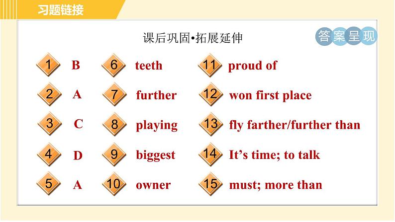 冀教版八年级下册英语 Unit6 Lesson 32 My Favourite Record 习题课件第4页