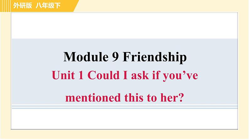 外研版八年级下册英语 Module9 Unit 1 Could I ask if you've mentioned this to her？ 习题课件01